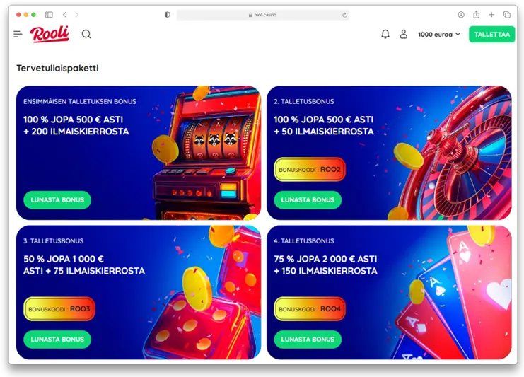 Rooli Casino Bonus Codes