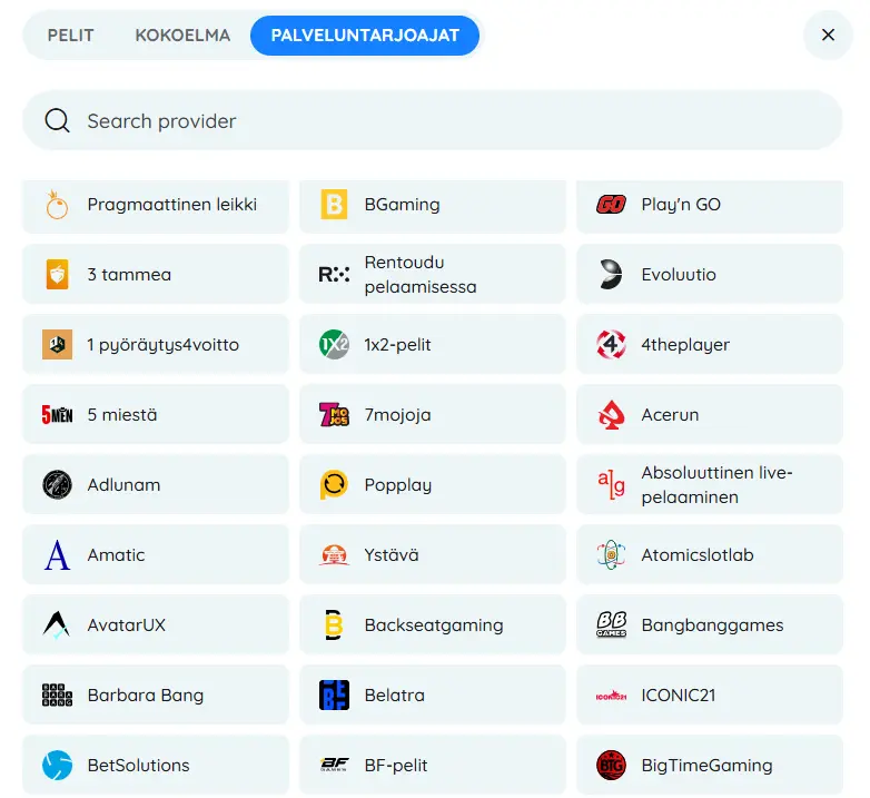 Rooli Casinon tarjoajat