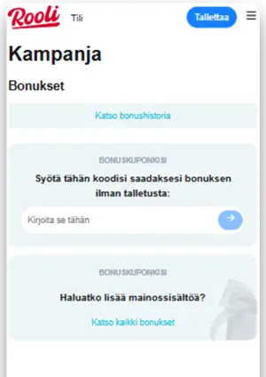 Rooli Online Kasino Bonus